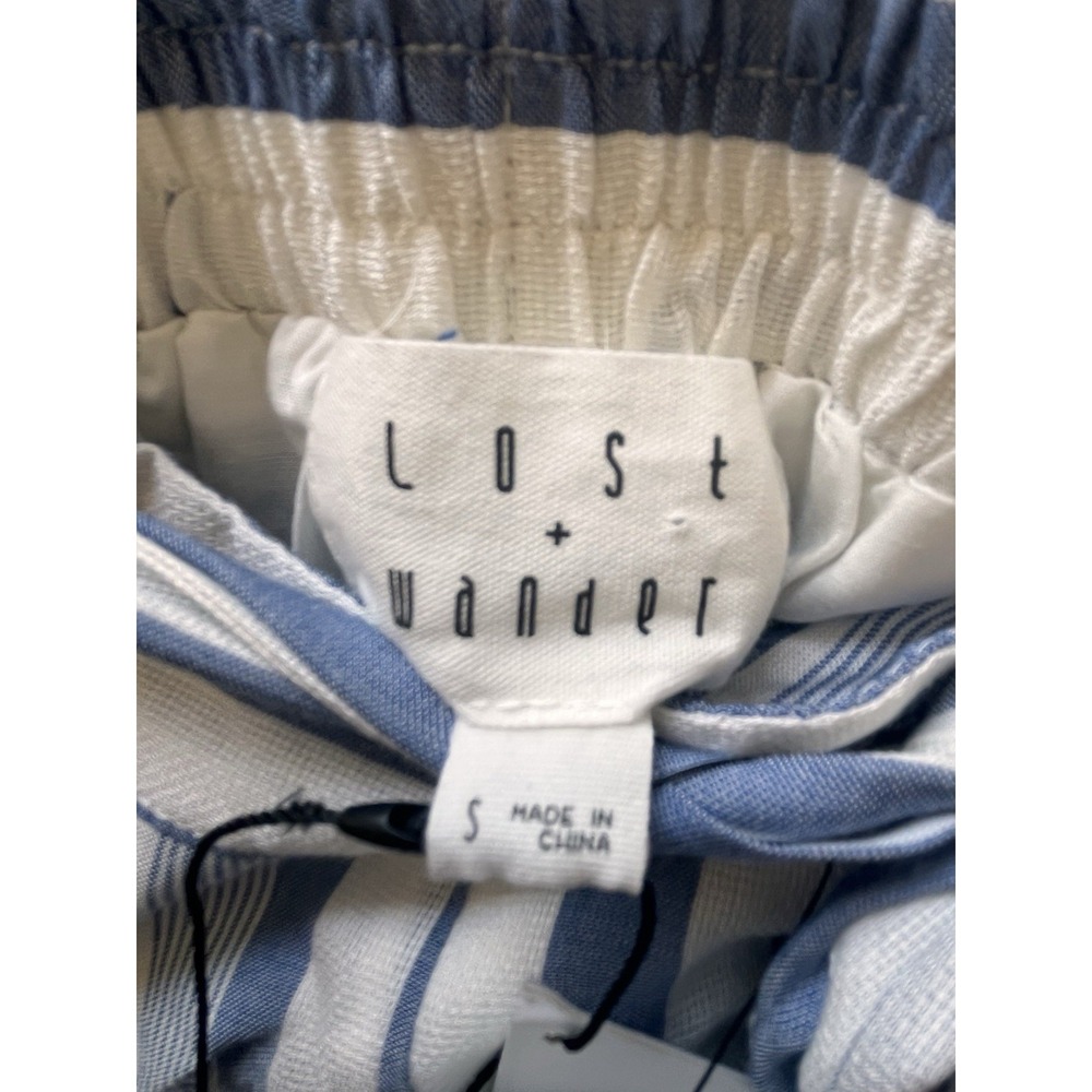 Anthropologie Lost and Wander Blue White Stripes Pants NWT $80 - Picture 5 of 8